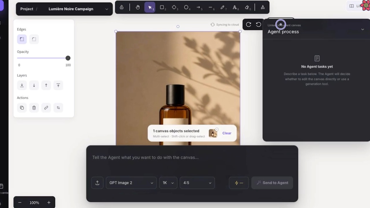 Close view of an approved fragrance reference selected as visible context in CubbieAI Studio