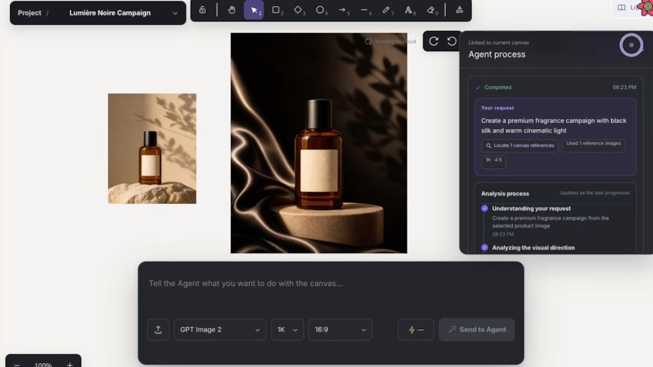 Close view of the completed Agent process and black-silk fragrance campaign result